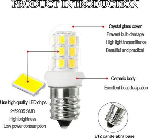 C7 E12 LED Bulbs, Salt Lamp Light Bulb Replacement for 15W Himalayan Salt Lamps, 6000K, 2 Pack