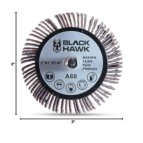 BHA Aluminum Oxide Shank Mounted Flap Wheels - 2” x 1” x 1/4”, 60 Grit, 5 Pack