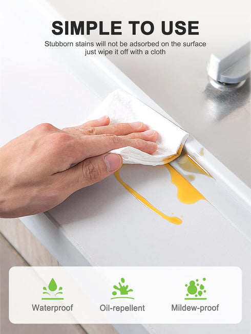 PVC Self Adhesive Caulk Tape, 1-1/2" x 11', for Bathrooms, Kitchen Countertops, and Toilets