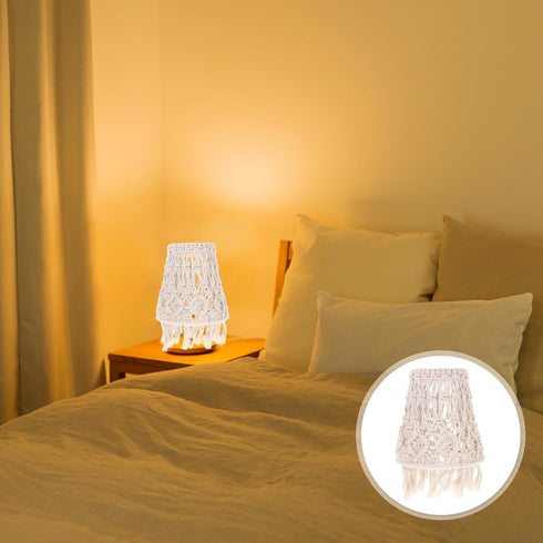 Woven Macrame Table Lampshade - Bohemian Decor for Home Lighting