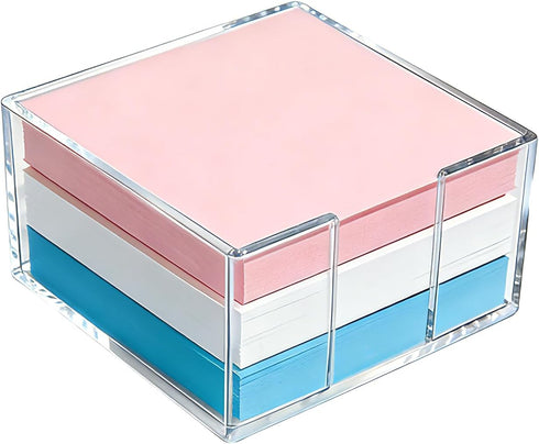 JIUZI Acrylic Sticky Note Holder, 3x3 Inch Crystal Clear Sticky Note Dispenser for