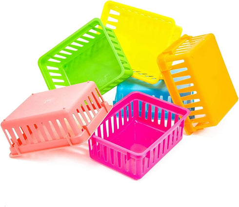 Bright Creations 12 Pack Small Plastic Classroom Storage Bins for Organization, School Supplies, 6 Colors