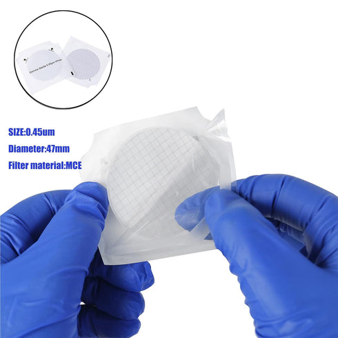 MCE Membrane Filter, ALWSCI Sterile Gridded Membrane Filter, Diameter: 47 mm, Pore: 0.45 Micron, Pack of 100