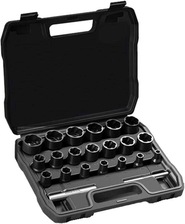 YOYUTOX 22 Piece Bolt Nut Extractor Set, 1/2" & 3/8" Drive Impact Lug