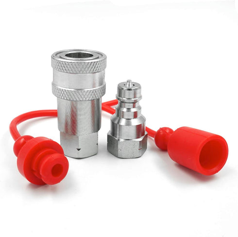 1/4" NPT Thread ISO A Hydraulic Quick Connect Coupling Coupler with Dust Caps by AKJia