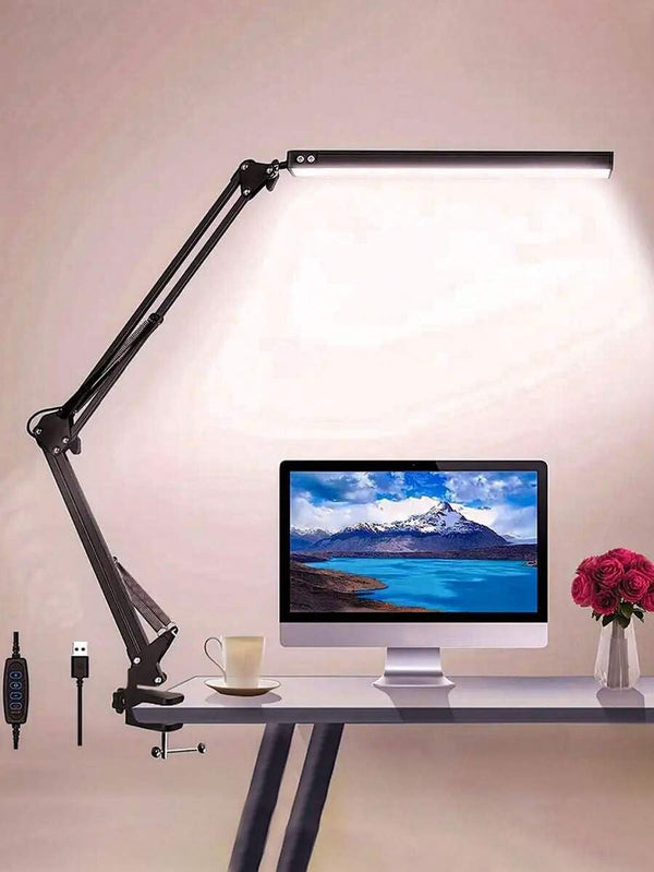 Generic Dimmable LED Desk Lamp with Swing Arm and Clip, USB Powered Eye-Care