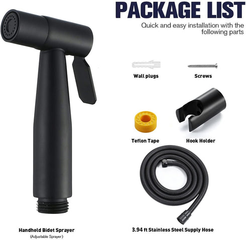 XKHLQLPEF Set Set) Handheld Bidet Sprayer Kit, Black Toilet Bidet Faucet, Wall Mounted Stainless Steel Bathroom Cloth