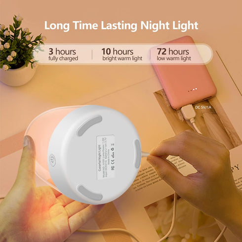Dimmable 5 Nursery Light for Kids, Baby Night Light with Warm & Color Changing Lights, USB Rechargeable Lamp