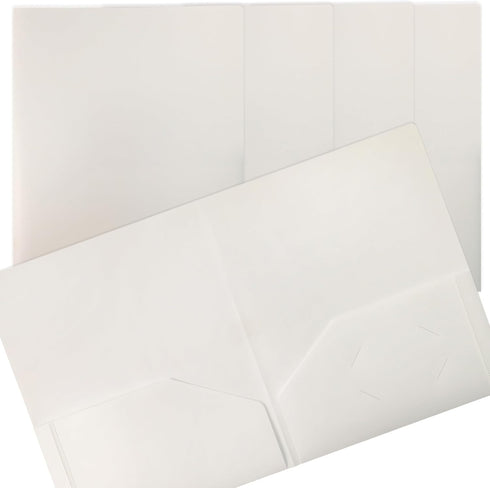 Better Office Products 24 Pack Heavyweight White Plastic 2 Pocket Portfolio Folder, Letter Size Poly Folders, White