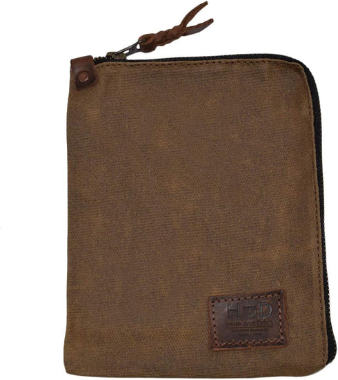Hide & Drink Scribbler Case for Notebook, Handmade from Waxed Canvas (Fatigue)