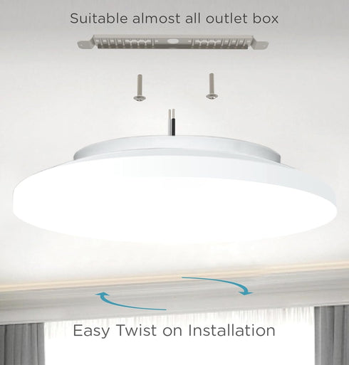 9 Inch 18W, 5 2700/3000/3500/4000/5000K, Settable 1800LM Closet Leetdud Flush Mount LED Ceiling Light Wired, CCT