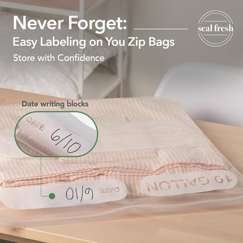 10 24" 24" (30 Count) Seal Fresh Gallon Large Plastic Storage Bags x Reusuable XXL Extra Large Heavy Duty Clear Jumbo