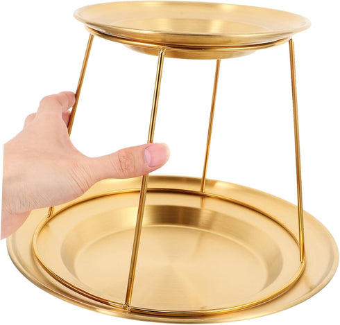 HEALLILY Stainless Steel Seafood Display Tray for Buffet Sashimi Oysters Gold Platter Deep Plates Elegant Food Serving