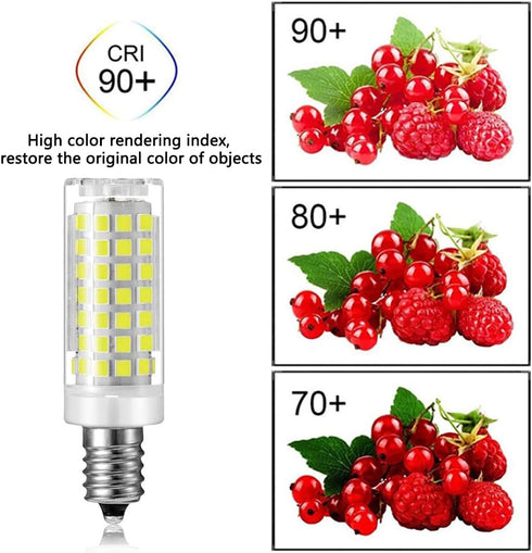 9W E12 Bulbs Dimmable 90W 102 2835 1350Lumen 6000K Bulb CRI>90+ Light,4 Pack Mini LED Corn Light Replacement