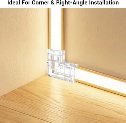 WJIAAA 20 2Pin 8mm Pcs LED Strip Connectors, L Shape LED Light Connector for Single Color COB, No Welding Transparent