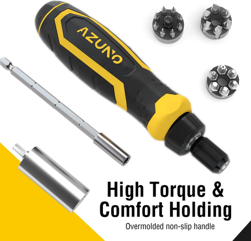 AZUNO 24 IN 1 Ratchet Screwdriver Set - Universal Socket, 20 CRV Bits Stored in Handle, Precision Bits