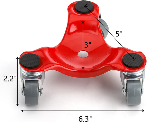 4 Pack 200 lbs 3 6.3 Inch ZEAYEA Steel Tri-Dolly, Load Capacity Wheel Mover's Dolly for Moving Furniture, Appliances
