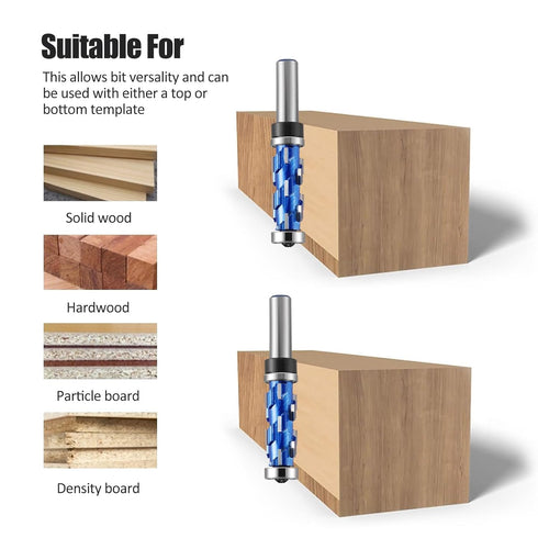 1/2 Inch 3/4" 1-3/4" Trimming Flush Trim Router Bit Shank, Cutting Dia Spiral Up Down Double Bearings, Length Template