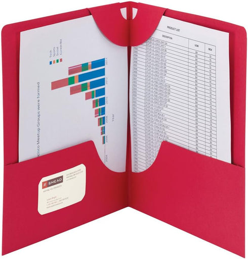 Smead Lockit Two-Pocket Heavyweight Folder, Letter Size, Red, 25 per Box