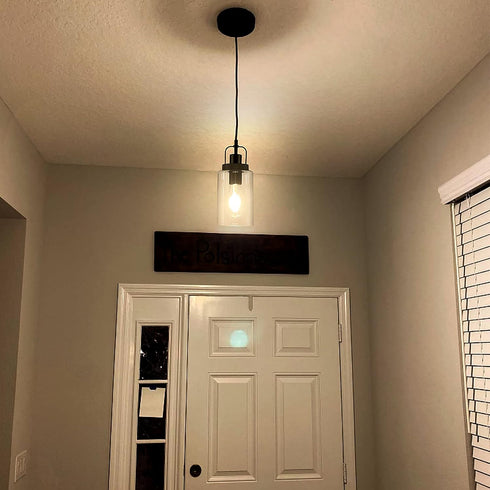E26 Bulb (1 Pack) Farmhouse Pendant Light, Rustic Black Pendant Lights Kitchen Island Industrial Hanging Ceiling