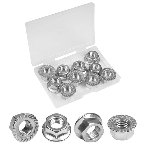 Yinpecly 10 Pcs M12-1.75mm Serrated Flange Hex Nuts, M12 Hexagon Flange Nuts,304 Stainless