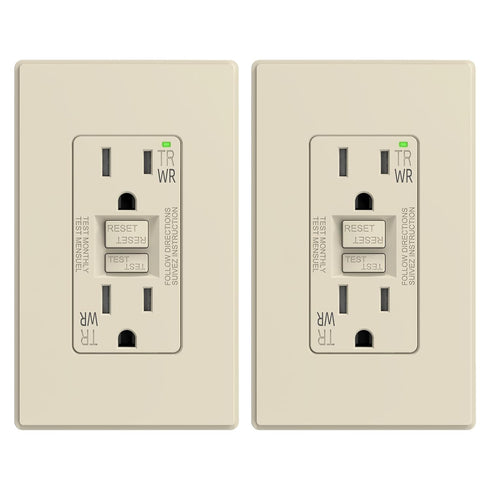 ELEGRP GFCI Outlet Outdoor, 15 Amp Self-Test GFI Electrical Outlet with Thinner
