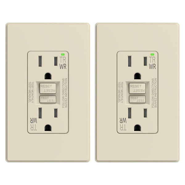 ELEGRP GFCI Outlet Outdoor, 15 Amp Self-Test GFI Electrical Outlet with Thinner