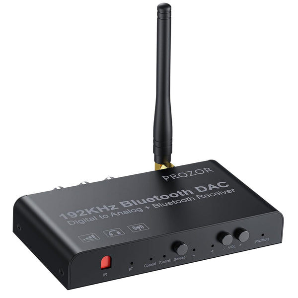 PROZOR Bluetooth 5.0 DAC Converter, Digital to Analog Audio Converter, 192 Khz, Optical Toslink SPDIF to RCA 3.5mm