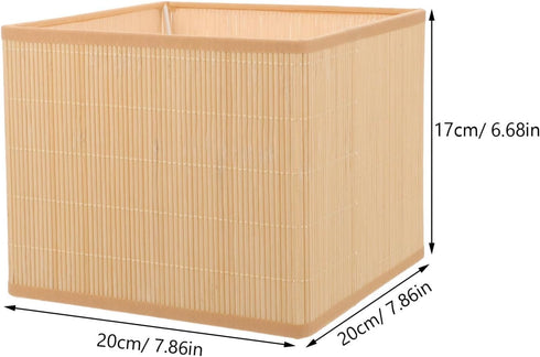 Homoyoyo Bamboo Lamp Shade Medium Square Lampshade Vintage Woven Chandelier Lampshade Clip On Light Cover for Table