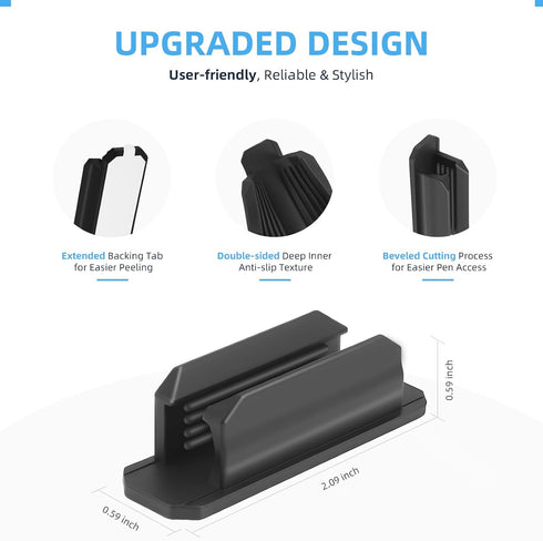 baecel 10 PCS Pen Holder, Upgraded Adhesive Pencil Holder for Desk, Flexible Silicone Pencil Holders Grips Clip