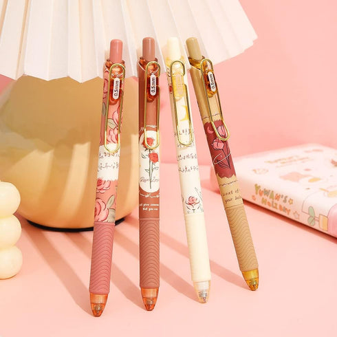 Quick Dry Ink Pens, Kawaii Ballpoint Pens, Retractable Gel Pen, 0.5mm Fine Point Black Ink for School Office Home, Pack