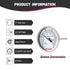 Bimetal Thermometer, Full Stainless Steel, 3" Dial Size, 6" Stem, 1/2" NPT Back Mount, 0-250 Deg F/-20-120 Deg C