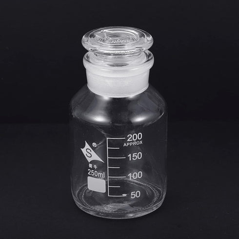 PATIKIL 250mL Reagent Media Bottle, 1Pcs Round Graduated Glass Storage Bottle with Clear Cap