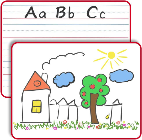 SCRIBBLEDO Magnetic Small Dry Erase White Board, 9" x 12" Double Sided, Ruled - Blank Handheld Red Framed Lapboard
