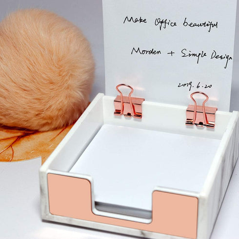 Marble Sticky Note Holder, Rose Gold Edge Memo Holder, Acrylic Sticky Notepads Holder for Desk Organization