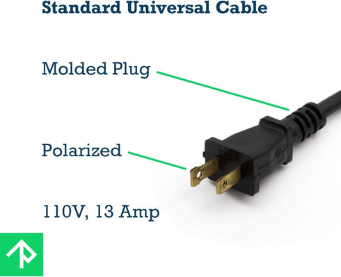Power Tool Replacement Cord SJT, 18 GA AWG, 2 Wire, 6.5 ft, 2 Prong, Stripped Ends, Rubber Strain Relief Boot