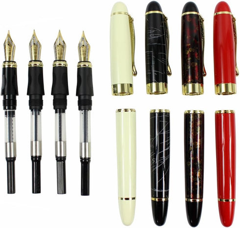 Gullor 4 PCS Fountain Pen Set in 4 Bright Colors with Pen Pouch