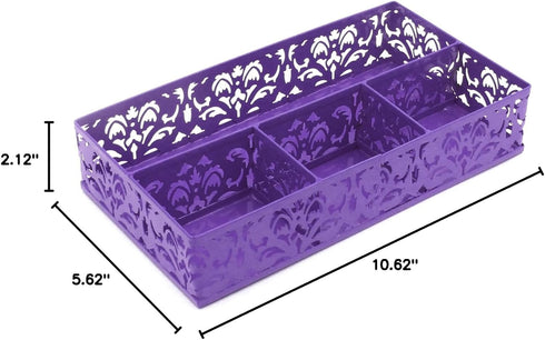 EasyPAG Desk Drawer Organizer with 1 Long Bin and 3 Small Bins, Purple