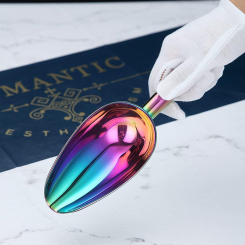 Berglander Stainless Steel Rainbow Ice Scoop, 6 OZ Titanium Colorful Plating Metal Ice Scooper for Kitchen Bar