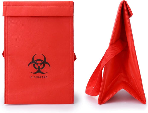 2 Pack 6.75" 10" 5.75", QWORK Medical Specimen Transport Bag, Biohazard Cooler Bag, x x Red