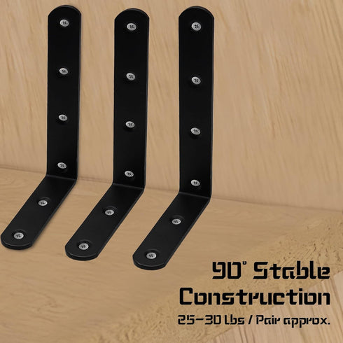 Luomorgo 16 5" 3", Pcs L Shaped Brackets for Shelves - Heavy Duty Steel, Decorative Corner Brace Joint, Right Angle