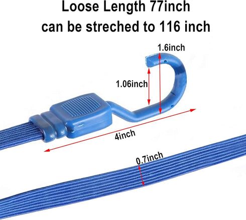 XSTRAP STANDARD 2PK 77 Inch Flat Bungee Cord Heavy Duty Adjustable Straps with Hooks for Hand Truck, Camping,