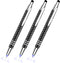 Glovion 3-in-1 Lighted Tip Pen with Stylus, LED Penlight, Ballpoint Pen for Writing in the Dark, Pack of 3, Blue Light