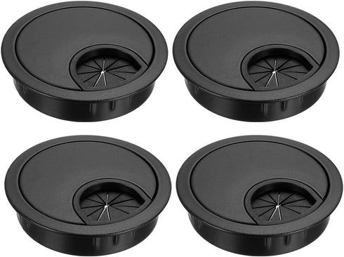 uxcell Cable Hole Cover 2.1Inch/53.5mm Zinc Alloy Desk Wire Cord Grommets for Cable Organizer, 4 Pcs Black