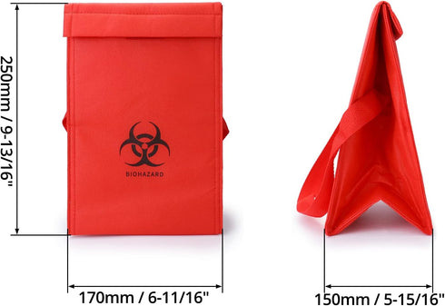 2 Pack 6.75" 10" 5.75", QWORK Medical Specimen Transport Bag, Biohazard Cooler Bag, x x Red