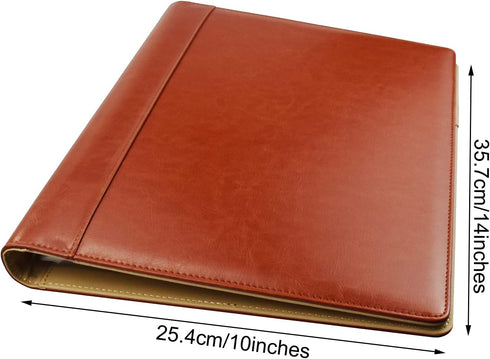 Enyuwlcm PU Leather Padfolio Ring Binder with Clipboard Resume Leather Portfolio with 20 Clear Plastic Sleeves Brown by enyuwlcm