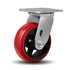 5"X2" Heavy Duty Industrial Casters, Crowned Polyurethane Tread Cast Iron Center Wheels, 1000 lbs Load Capacity, Swivel