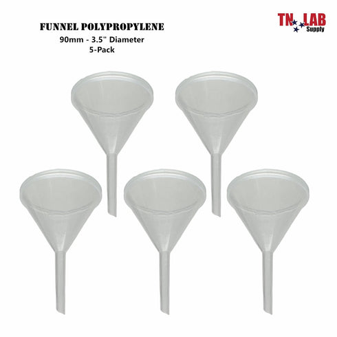 Funnel Polypropylene Plastic, 90mm 3.5" Diameter, 5-Pack