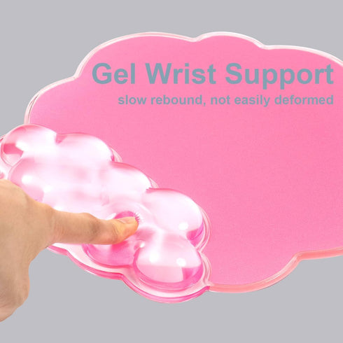 Pink Cloud Gel Wrist Rest for Keyboard and Mouse, Ergonomic Mouse Pad with Wrist Support Non-Slip Base for Typing Pain