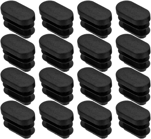 DOITOOL 30pcs Black Plastic Oval Chair Leg Caps Furniture Tubing End Caps